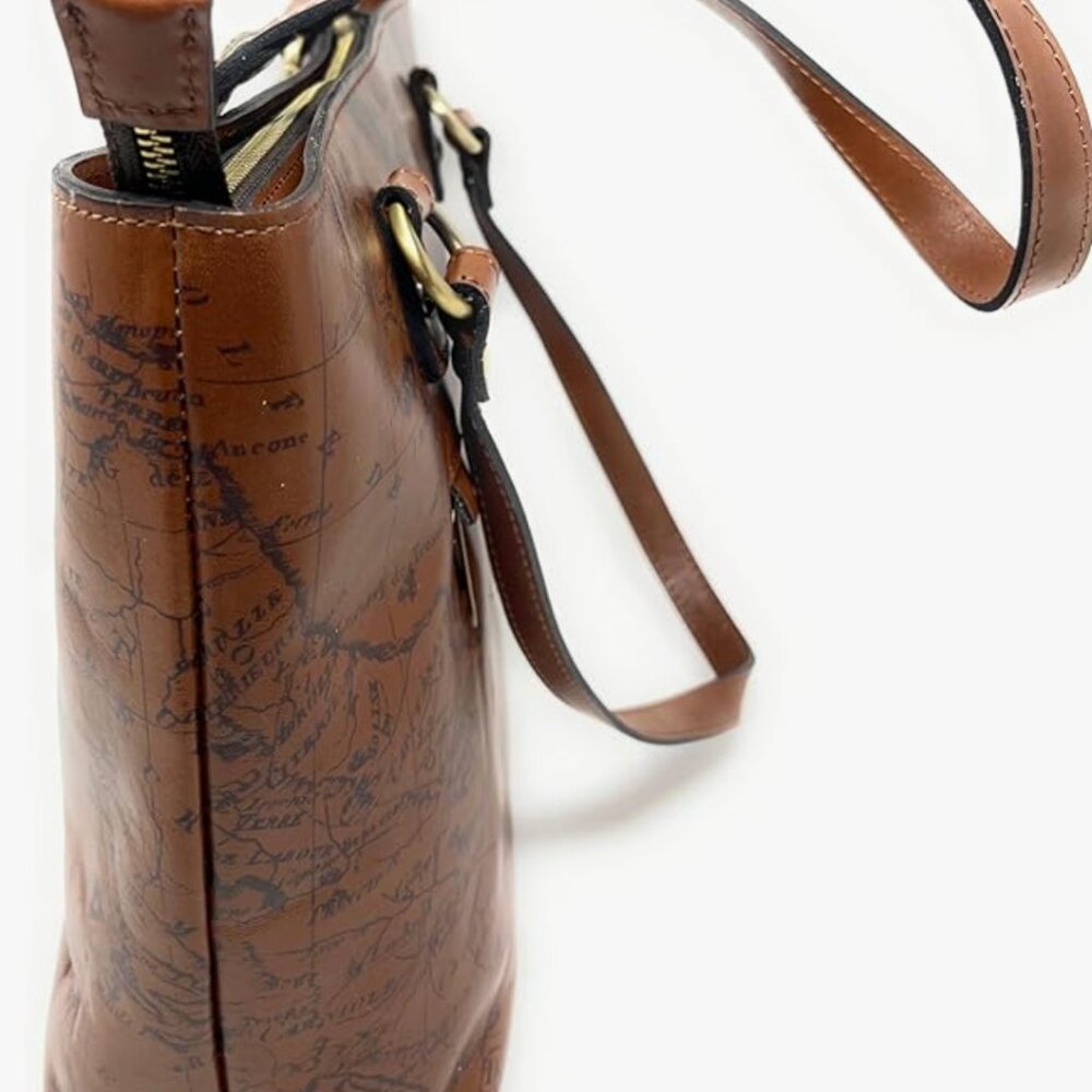Patricia Nash Signature Map Alessano Leather Tote Handbag Signature Map Print - Picture 5 of 9